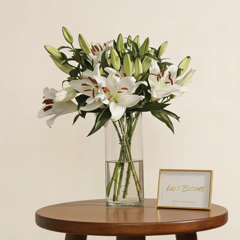 Pure Grace White Oriental Lily Cylinder