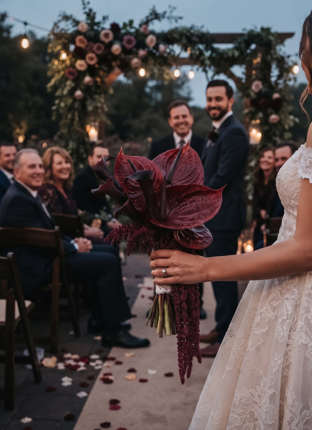 Crimson Elegance Burgundy Bridal Bouquet
