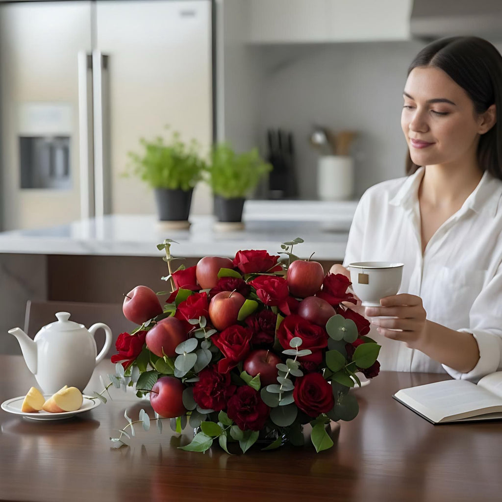Apple & Roses centerpiece