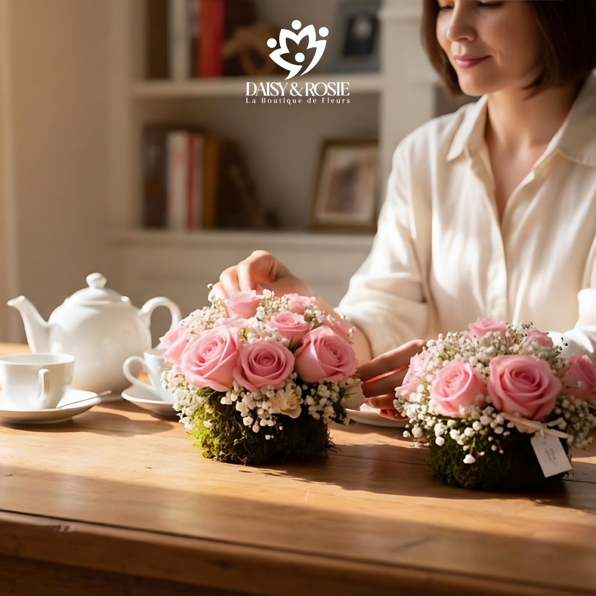 Dual pink floral arrangment - 2 pieces