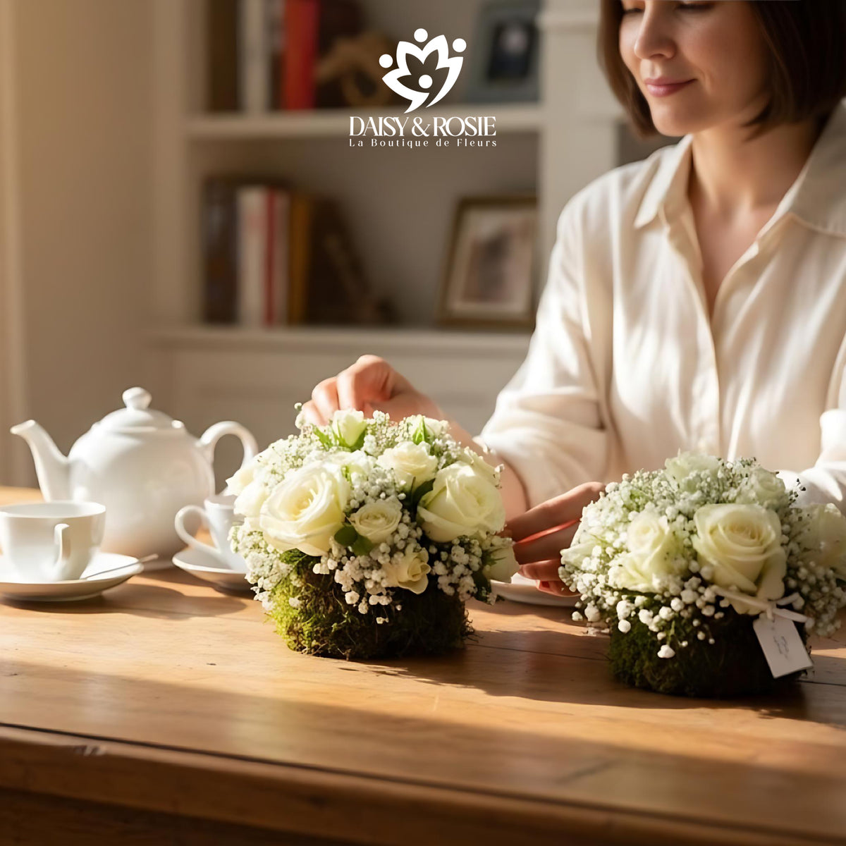Dual white Floral Arrangement - 2 piece