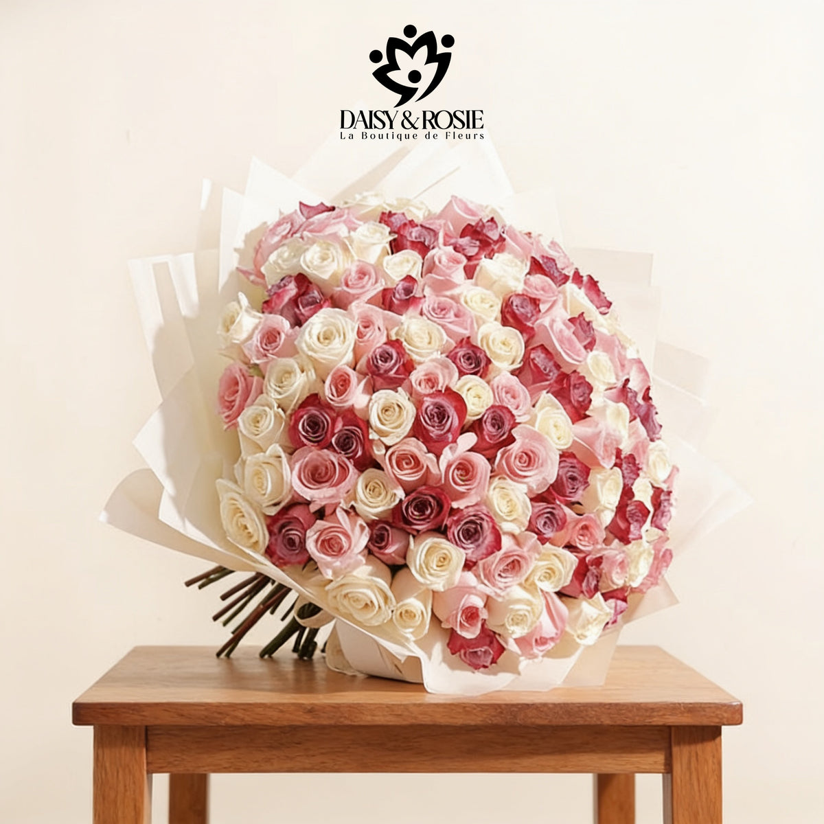 Blushing Elegance Grand 75 Rose Bouquet