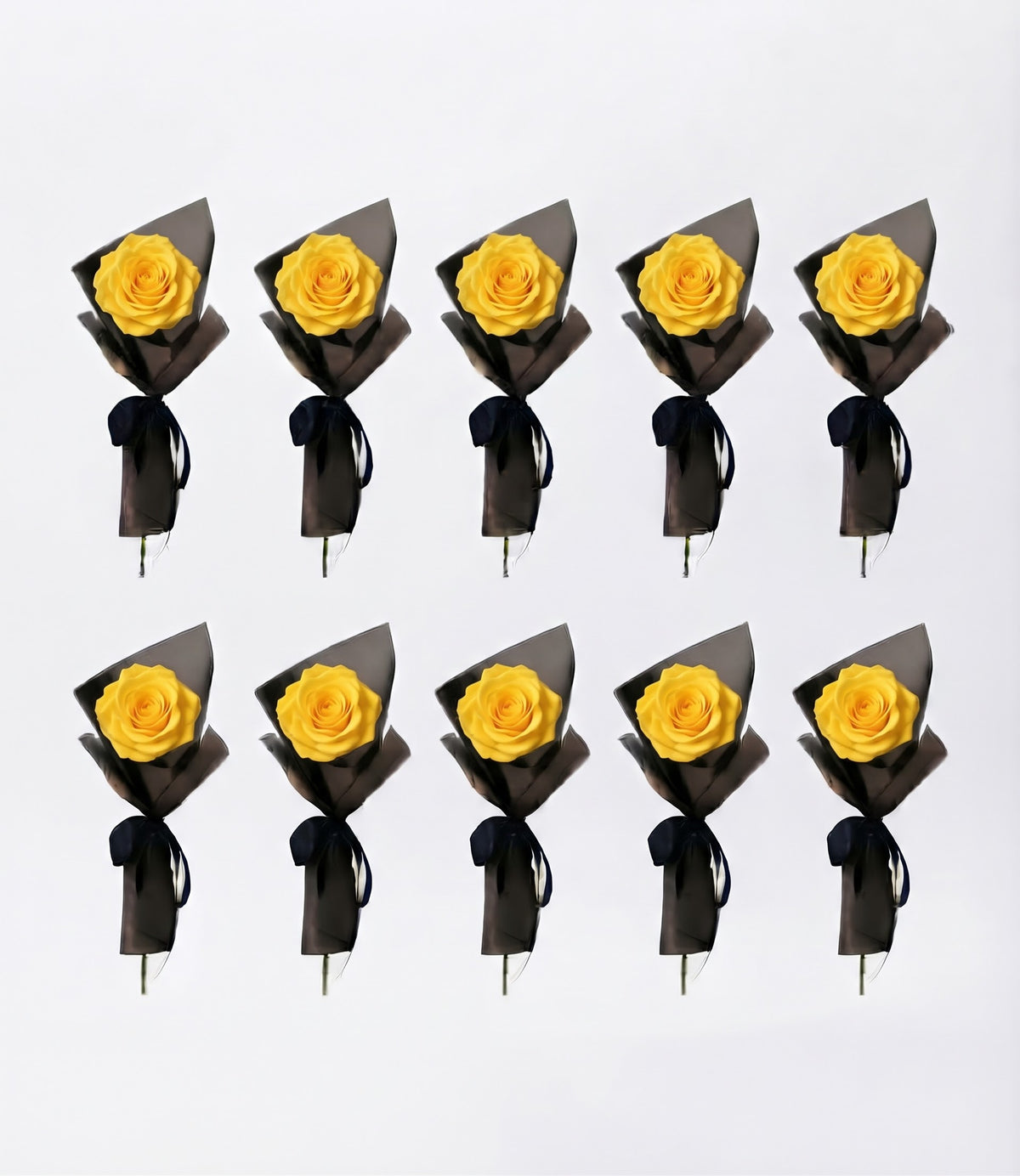 Elegance 10 Piece Single Rose package in Black Wrapping