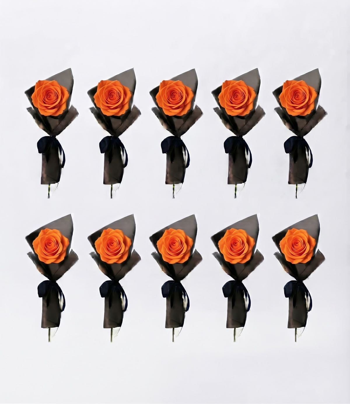 Elegance 10 Piece Single Rose package in Black Wrapping
