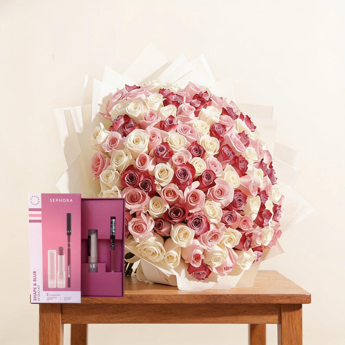 The Signature Rose Bouquet & Sephora Lip Duo Gift Set