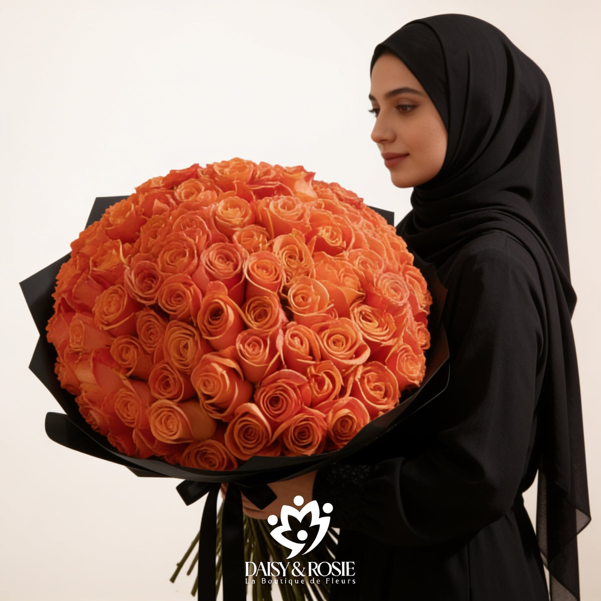 The Grand Sunset-125 Fresh Orange Roses Bouquet