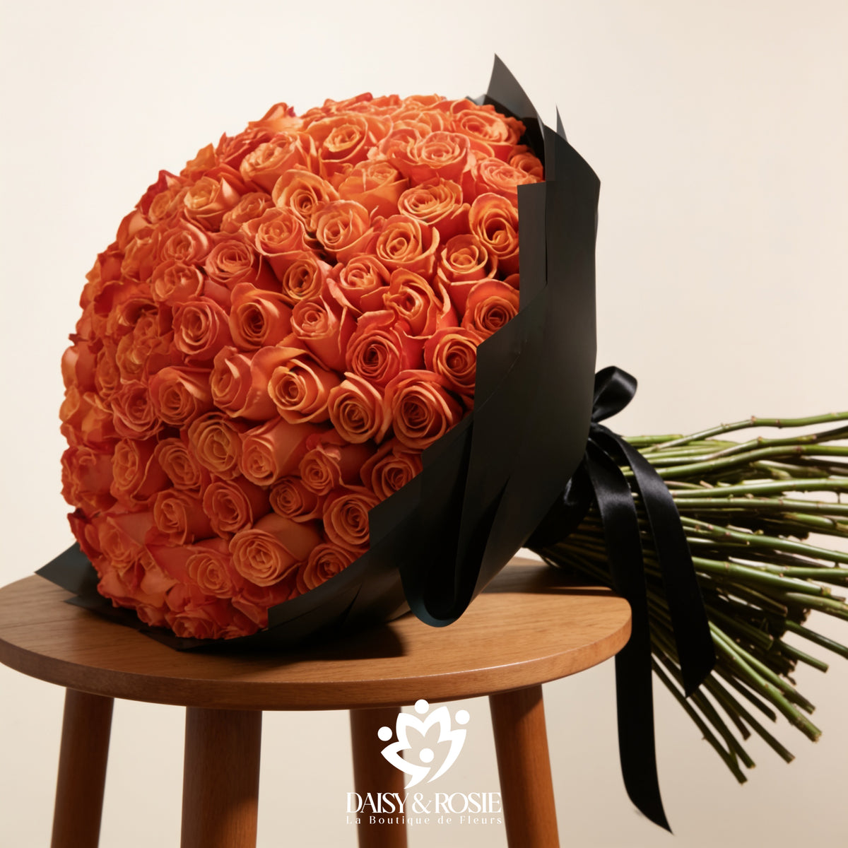 The Grand Sunset-125 Fresh Orange Roses Bouquet