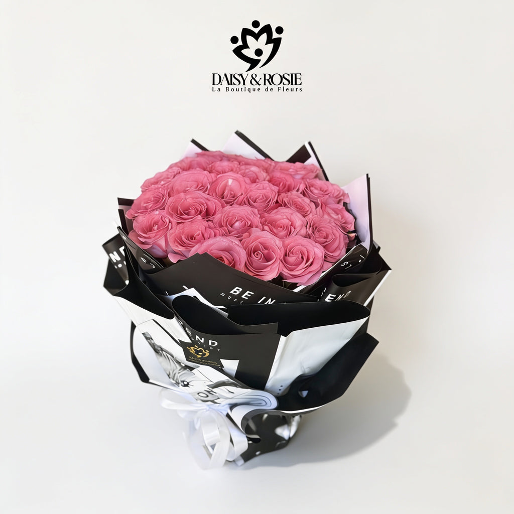 Velvet Blush & Monochromatic Wrap Bouquet
