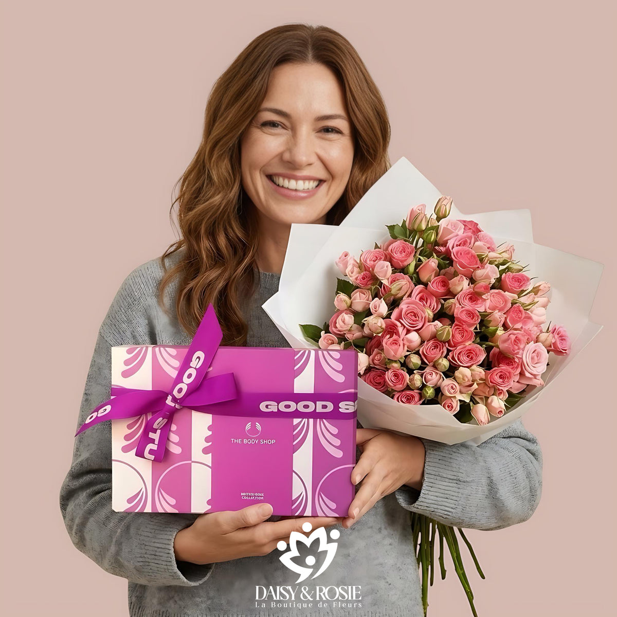 The Body shop & Pink Spray Roses Gift Set
