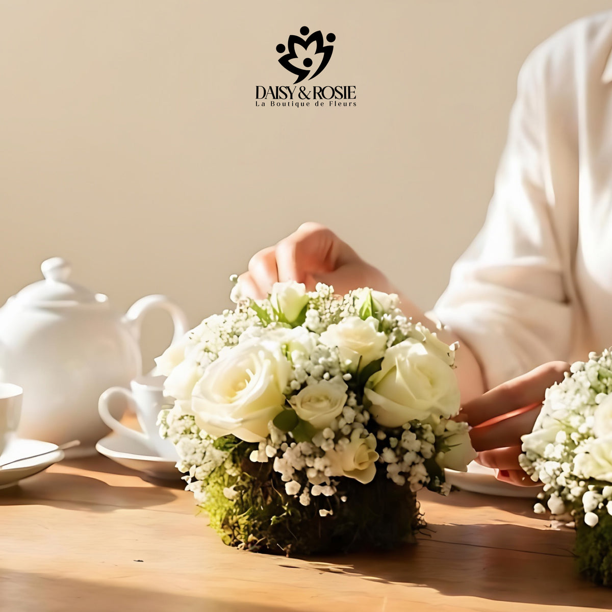 Dual white Floral Arrangement - 2 piece