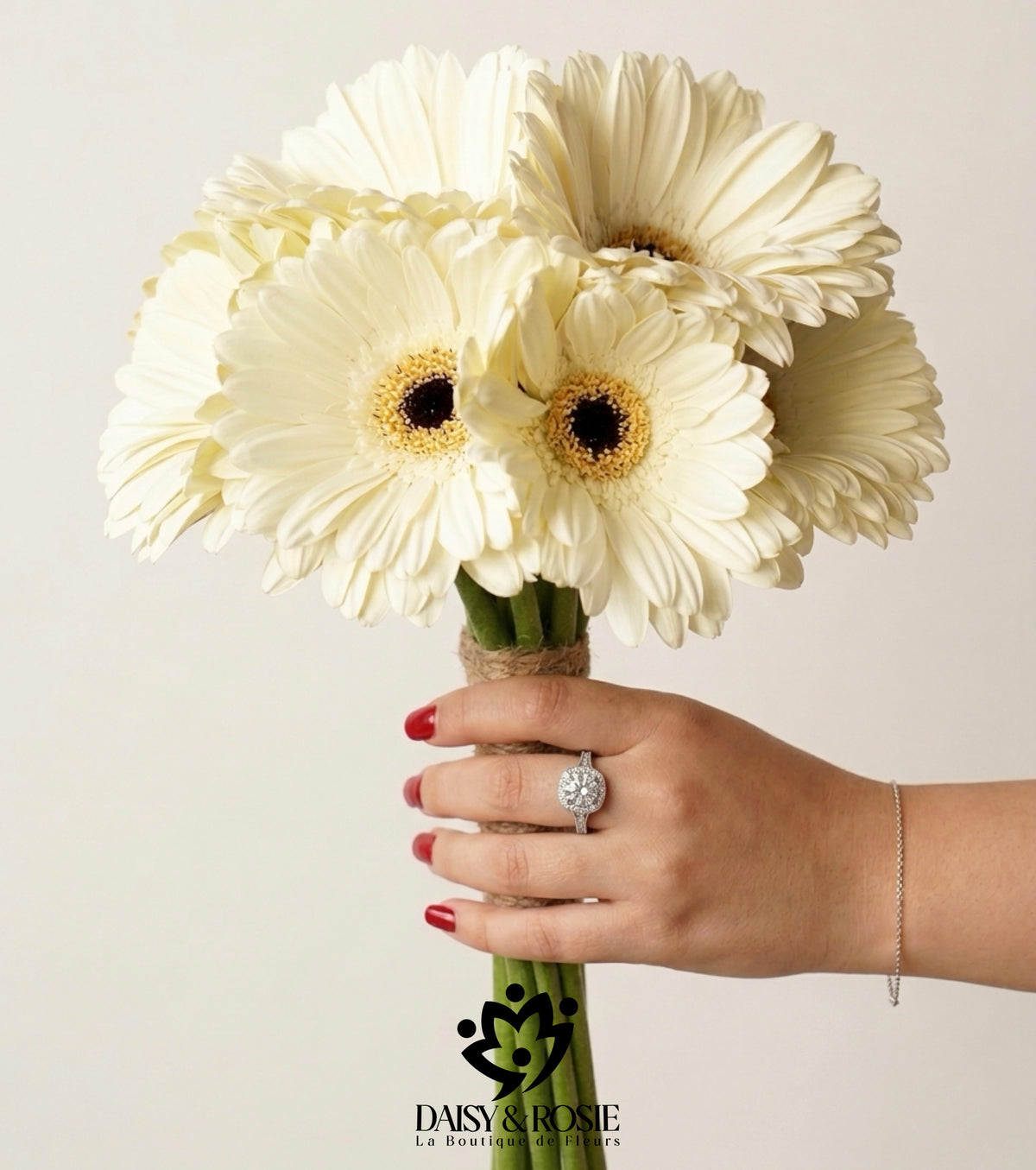 Rustic White Gerbera Daisy Bridal- Bouquet