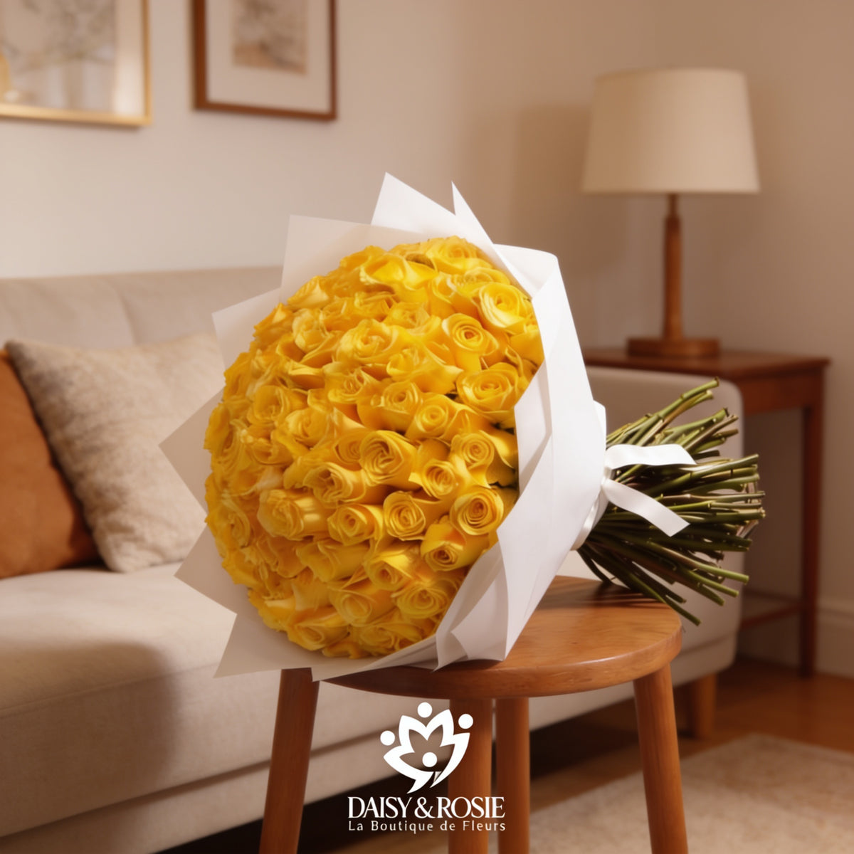 Pure Sunburst-125 Fresh Yellow Roses Bouquet