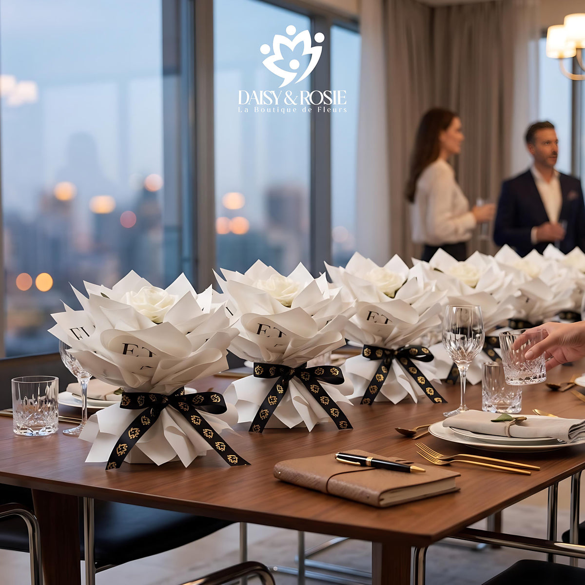 Elegance Table Centerpiece – White Floral Arrangement