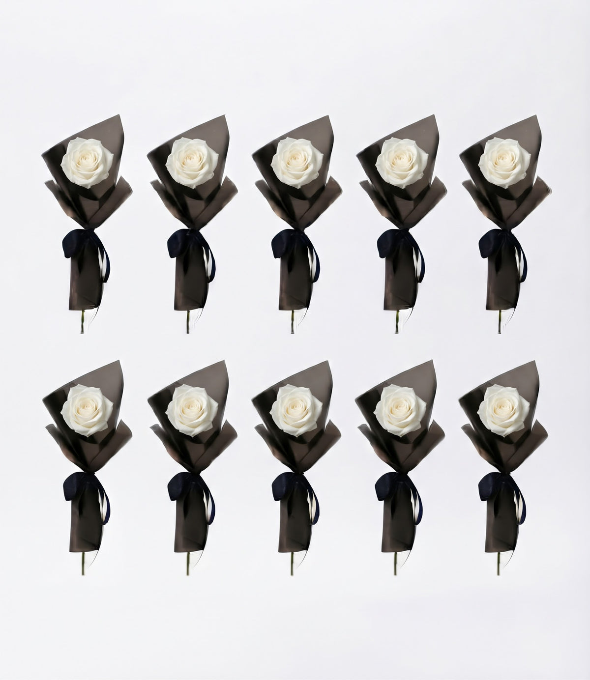 Elegance 10 Piece Single Rose package in Black Wrapping
