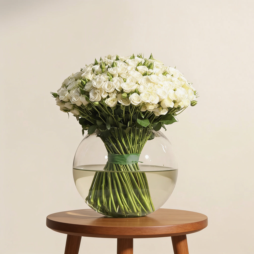 Pure White Spray Rose Sphere