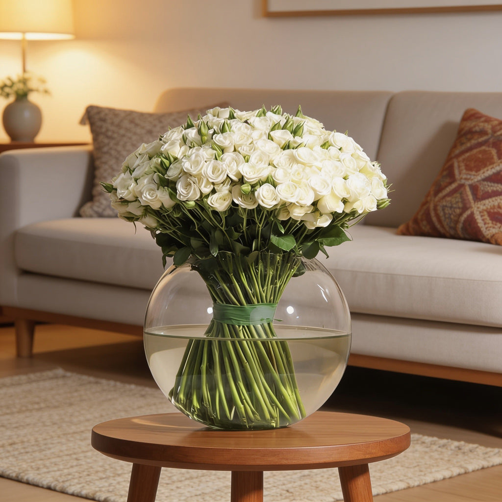 Pure White Spray Rose Sphere