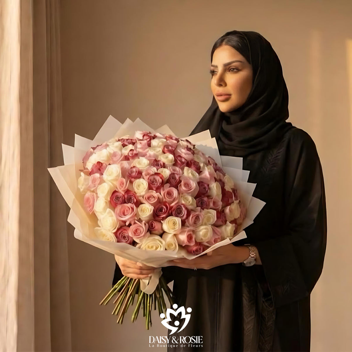 Blushing Elegance Grand 75 Rose Bouquet