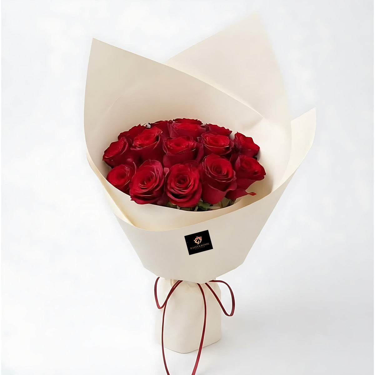 Red Rose Bouquet in Crisp White Wrap