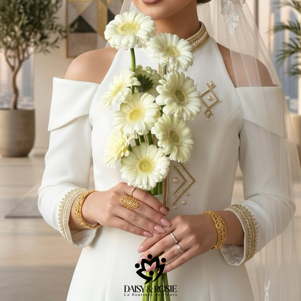 Luminous White Gerbera Daisy Bridal- Bouquet