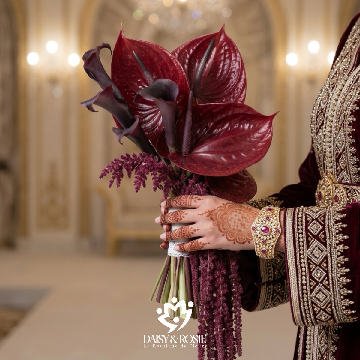 Crimson Elegance Burgundy Bridal Bouquet