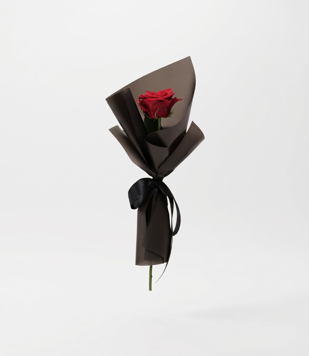 Elegance 10 Piece Single Rose package in Black Wrapping