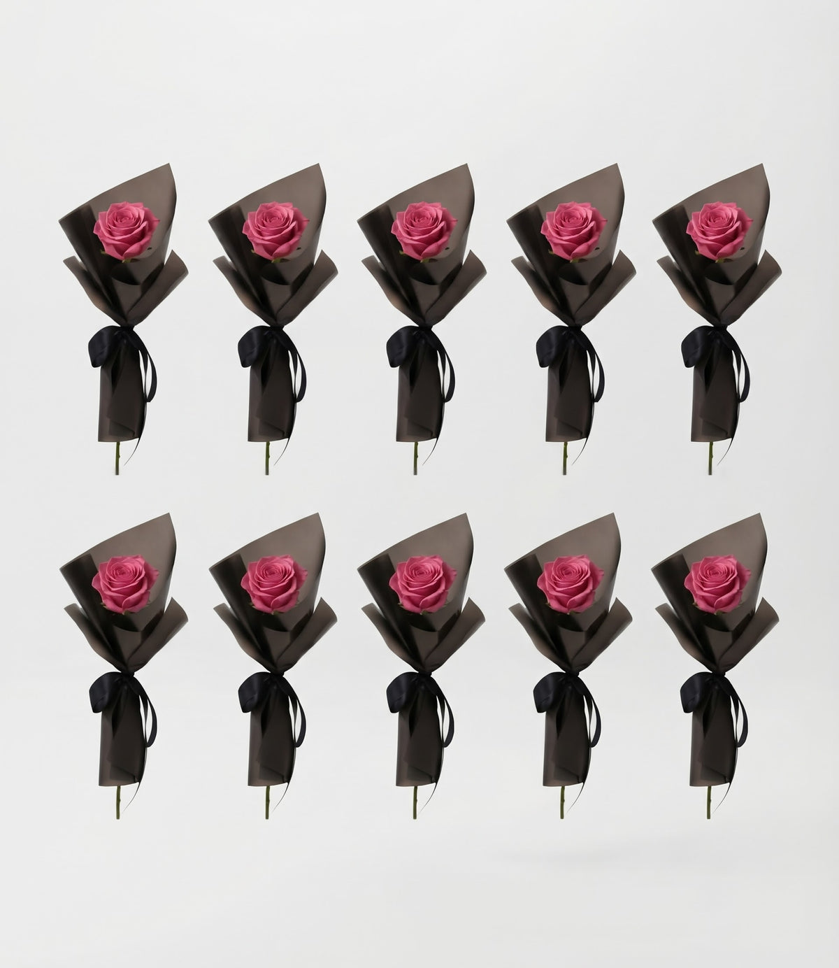 Elegance 10 Piece Single Rose package in Black Wrapping