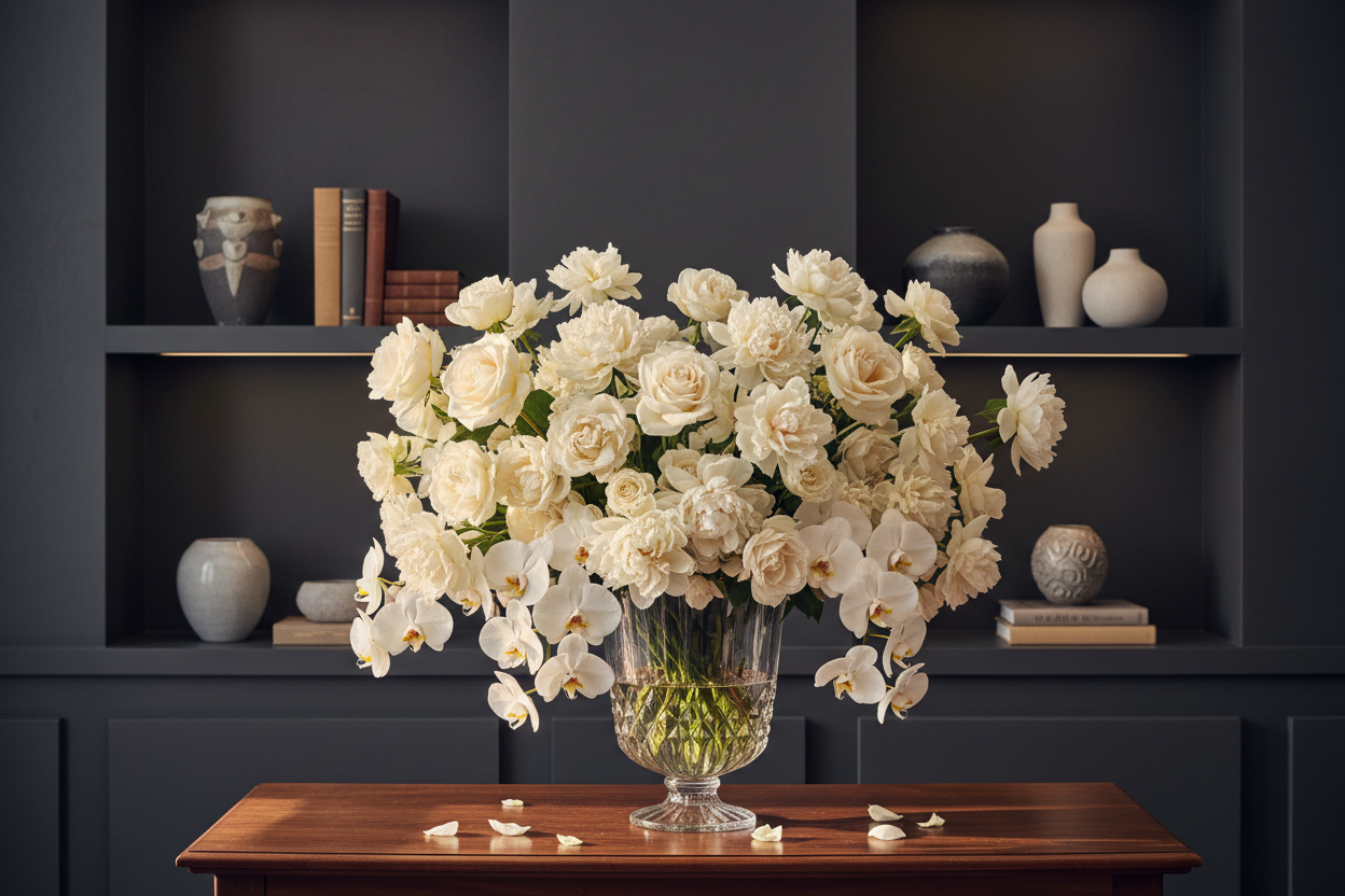 Luxury White Roses & Orchids