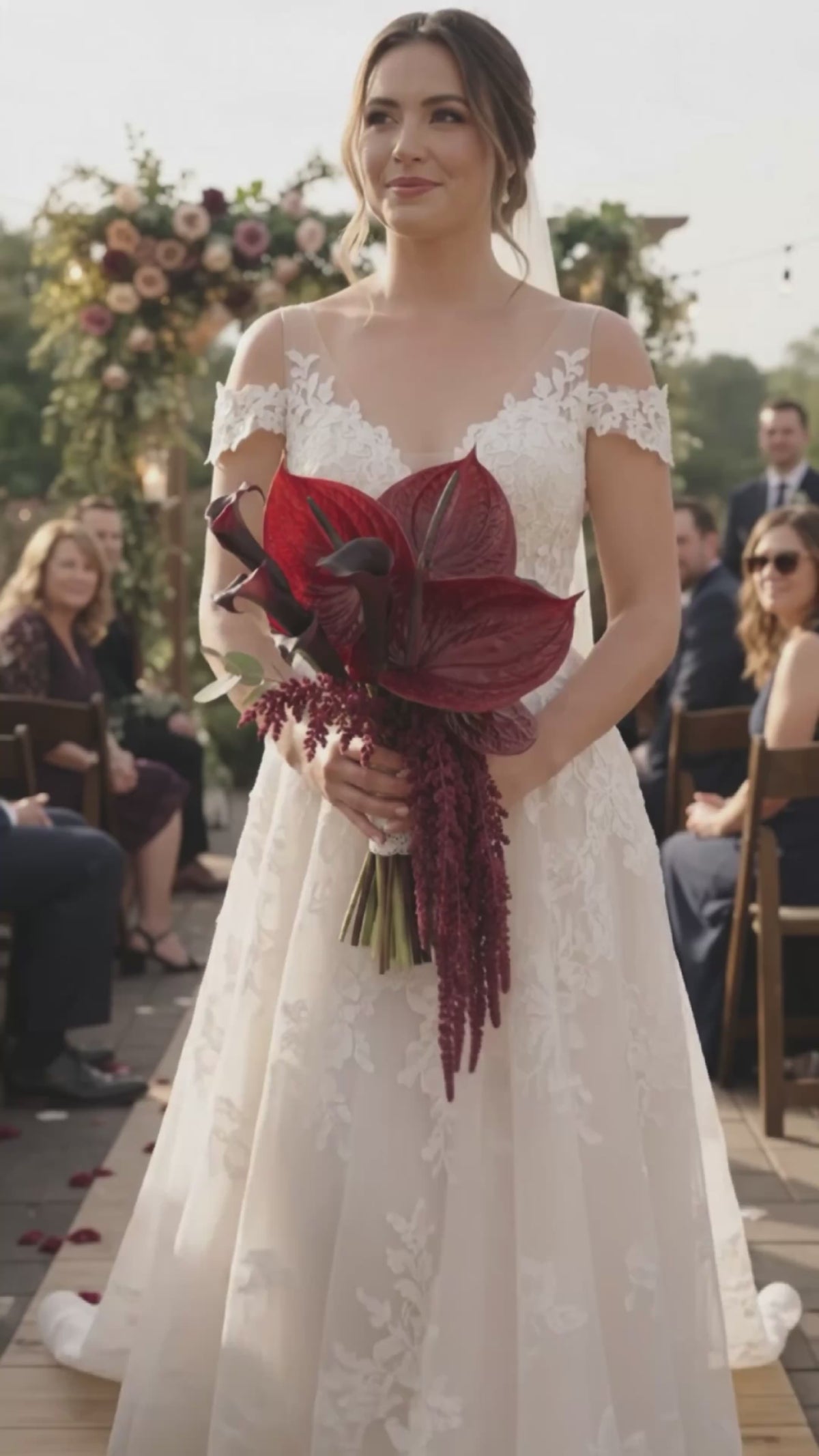 Crimson Elegance Burgundy Bridal Bouquet